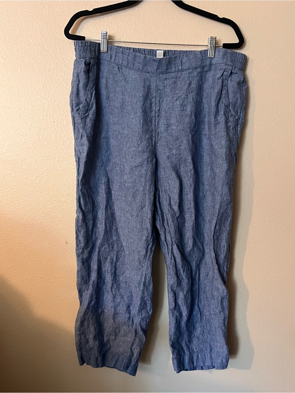 Charter Club Luxury 100%  Linen Coastal Pull-on capri/ankle Pants Blue size L